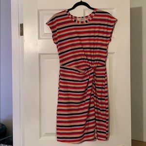 Striped T shirt dress with front detail